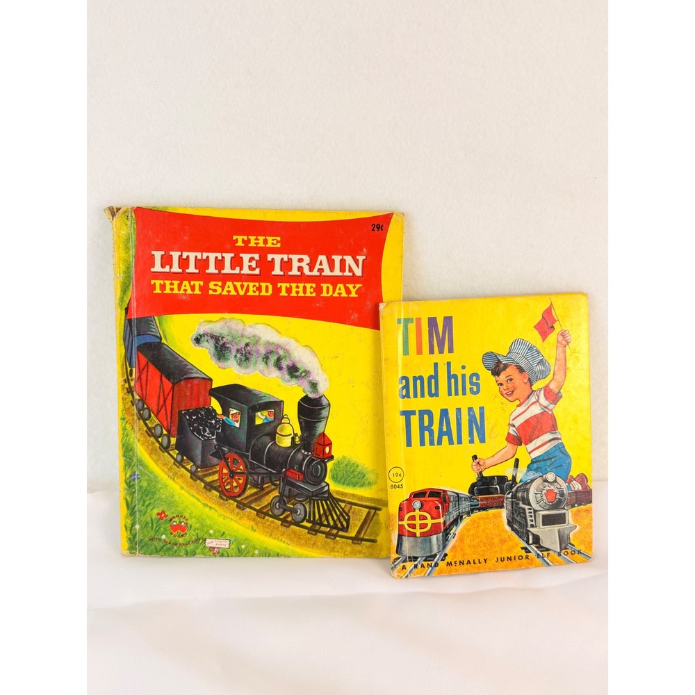 Vintage 1940s 1950s Childrens Train Books Wonder Books‎ Rand McNally Junior Elf
